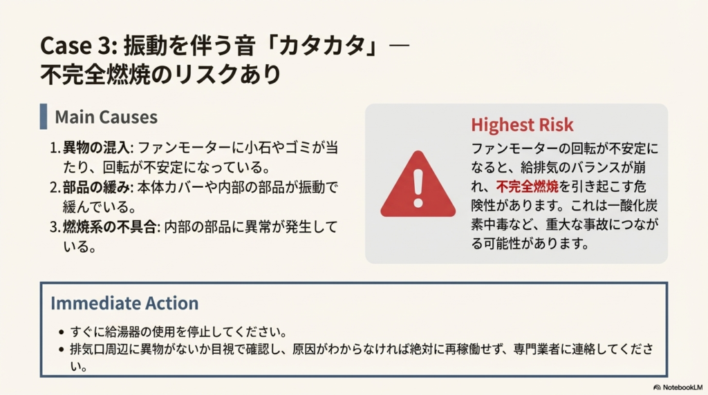 異音「カタカタ」が聞こえたら?考えられる原因と危険性
